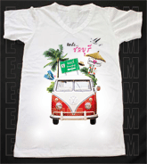 เสื้อยืดคอวีพร้อมสกรีนลายแหล่งท่องเที่ยว ลายชลบุรี